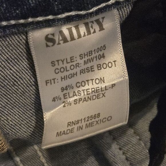 Sailey Jeans Size 32 High Rise Boot Cut Stretchy Mexico Hippie Cowgirl - Picture 7 of 8